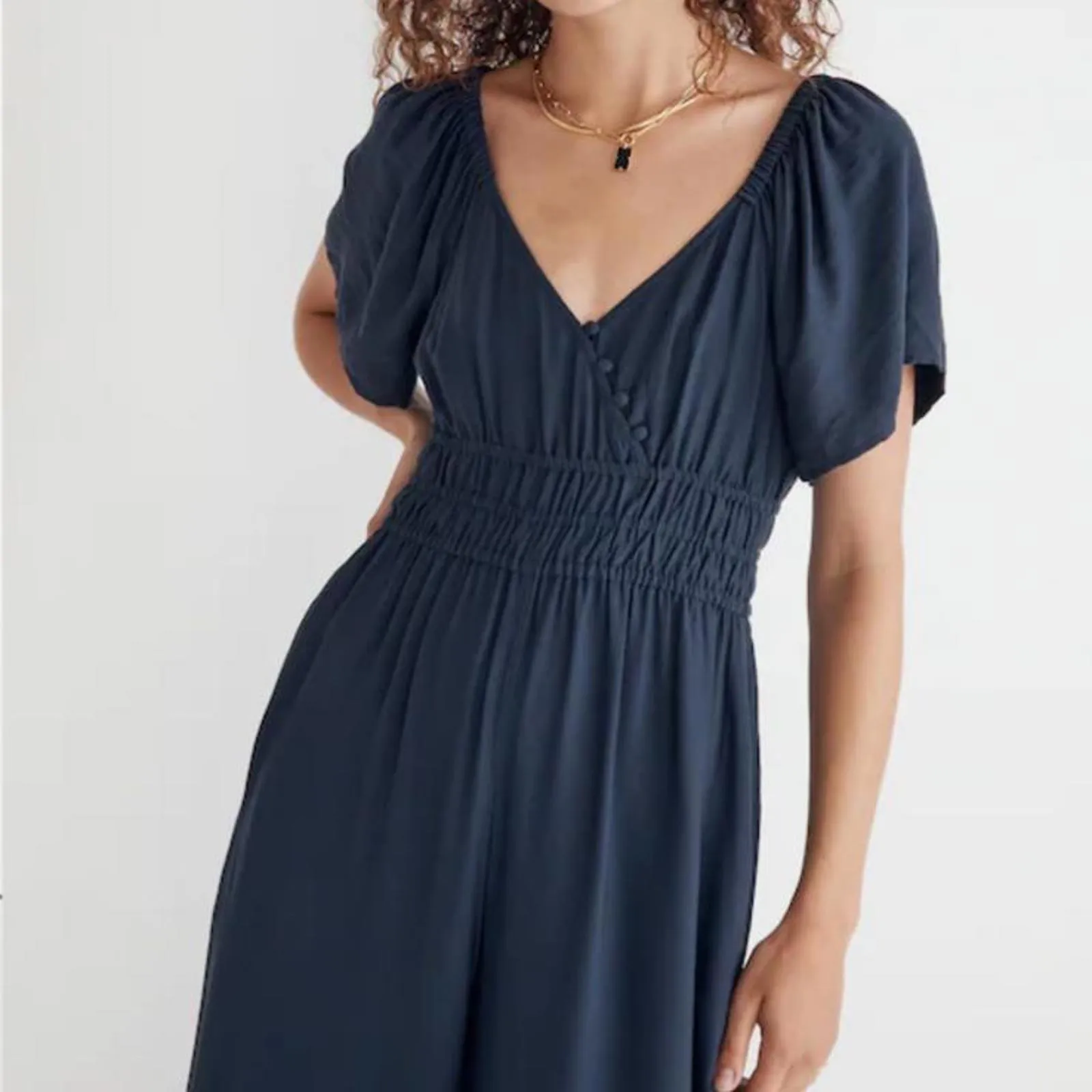 NWOT Madewell Twill Wide-Leg Jumpsuit in Dark Baltic Navy Women’s size Medium - Image 15