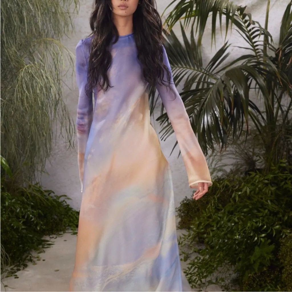 NWT Zimmermann Tama Bias Long Sleeve Slip Maxi Dress in Vanilla Sky Sz 10 - Image 4