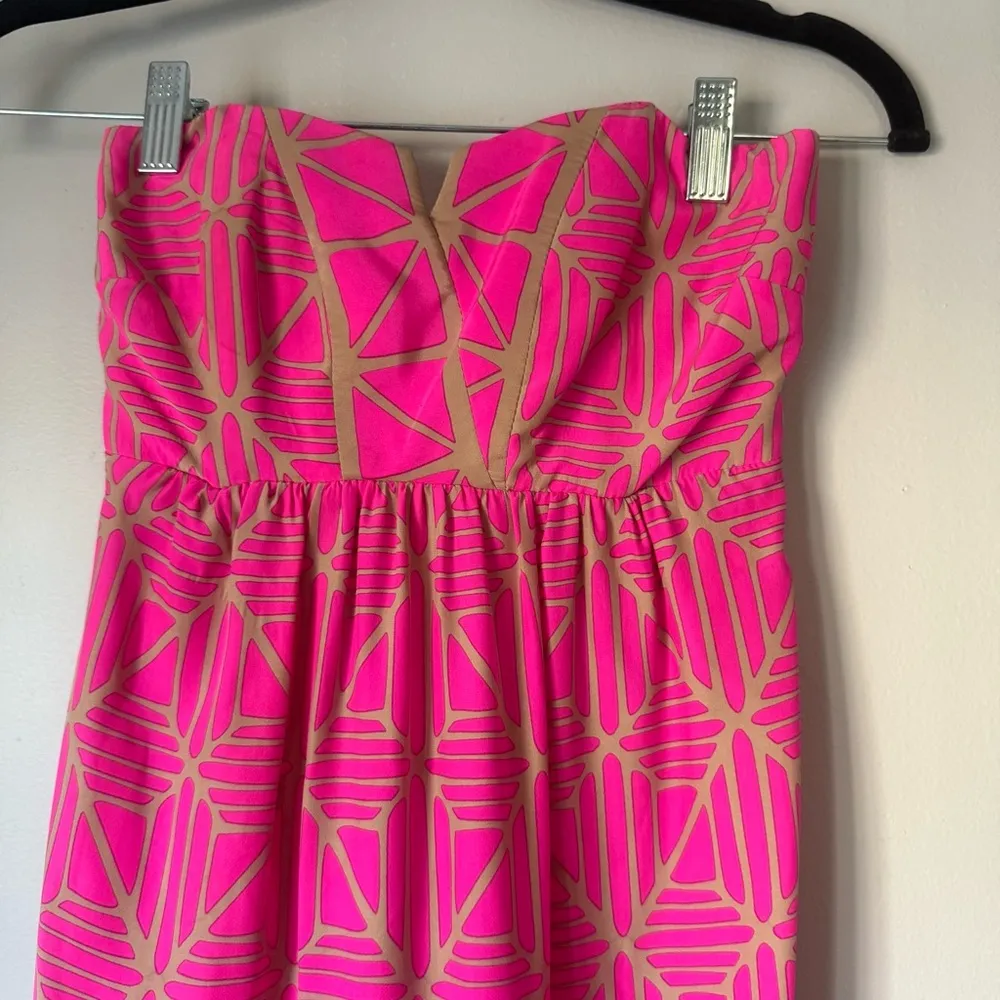 Alice & Trixie Abstract Print Long Maxi Strap-less Silk Dress Size Small - Image 2