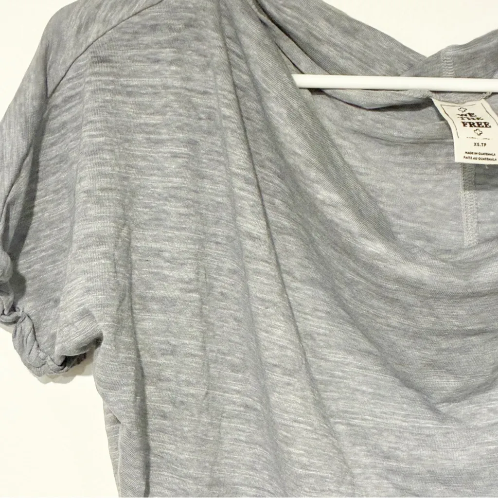 We The Free People‎ XS Astrid Convertible Neck Oversize T-Shirt Gray Spacedye - Image 3