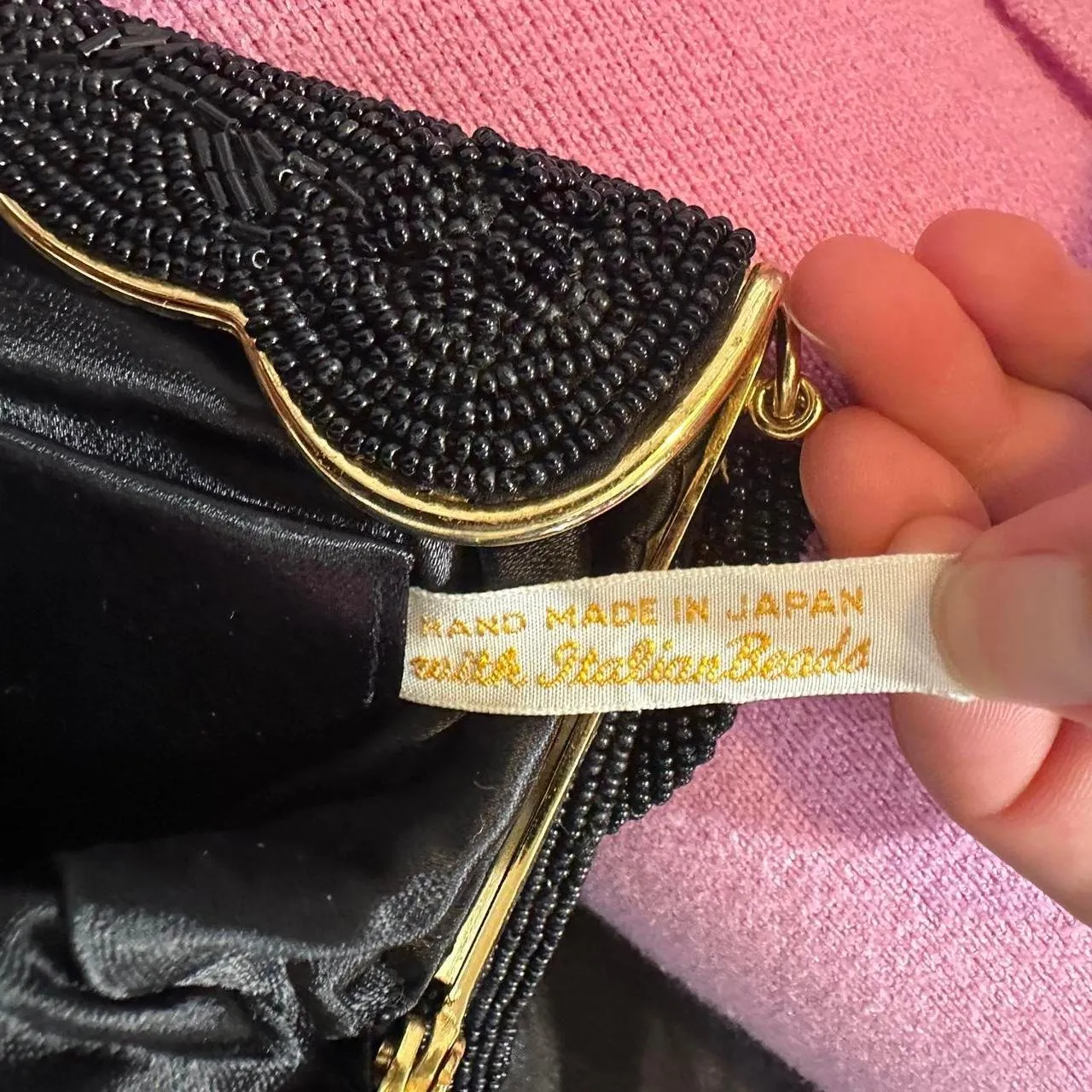 Vintage Black Beaded Mini Bag - Image 6