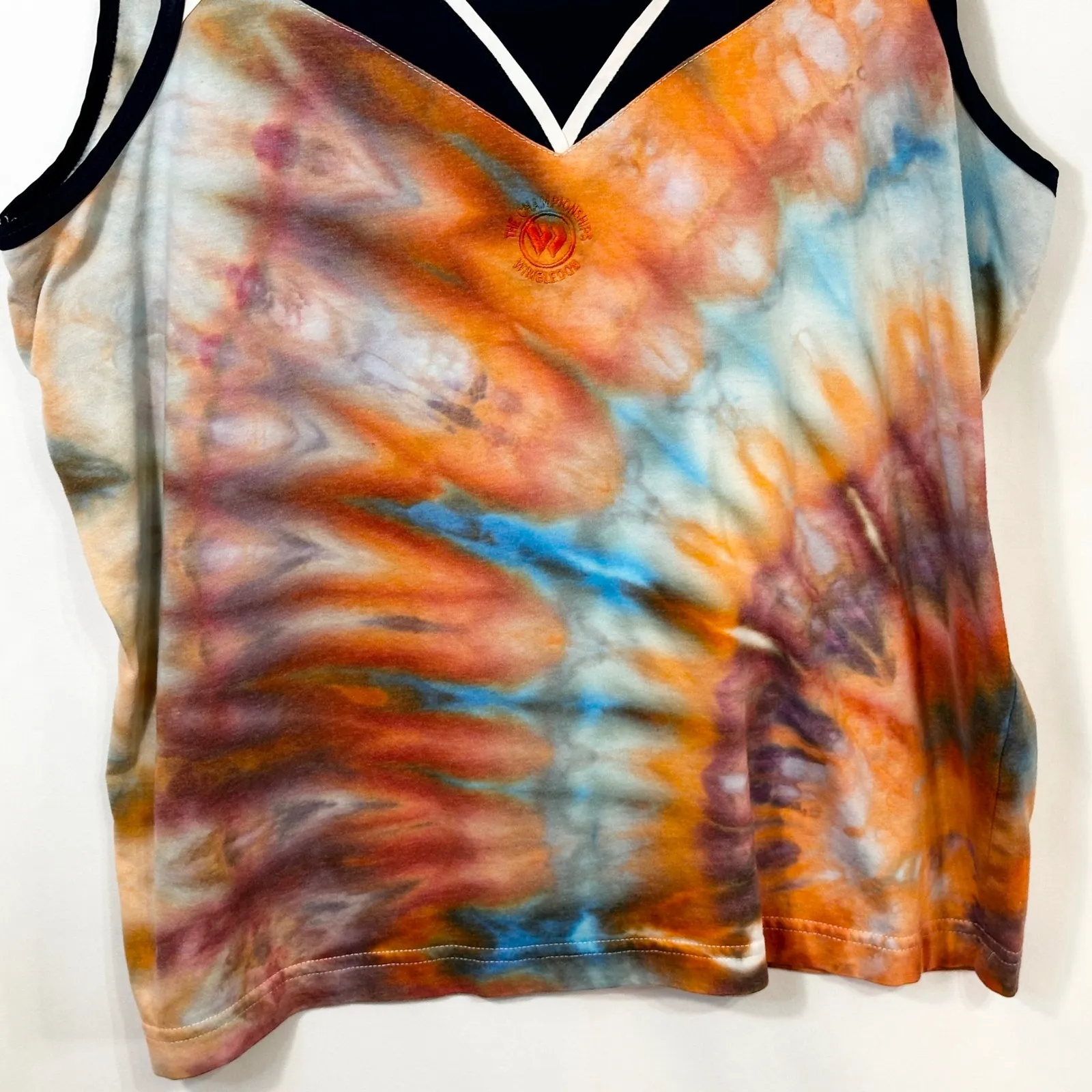 Wimbledon Large Tank Top Handmade Tie Dye Sleeveless Tennis Embroidered Logo 846 Orange - Image 5