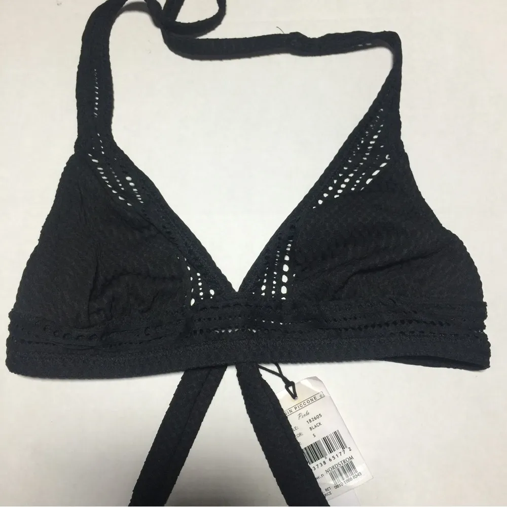 Robin Piccone Perla Halter Bikini Top In Black Size S - Image 5