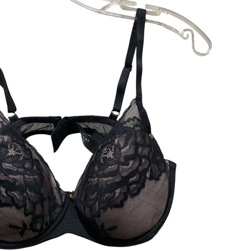 Natori Lace Underwire Bra Black Womens Size 36D Sheer Floral Supportive - Image 4