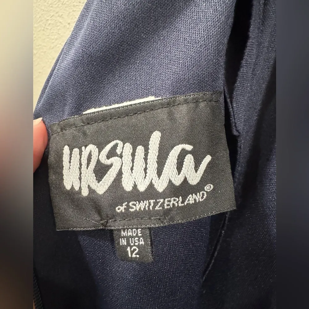 URSULA of Switzerland Dress Navy Blue with Embellishments Size 12 - Image 7