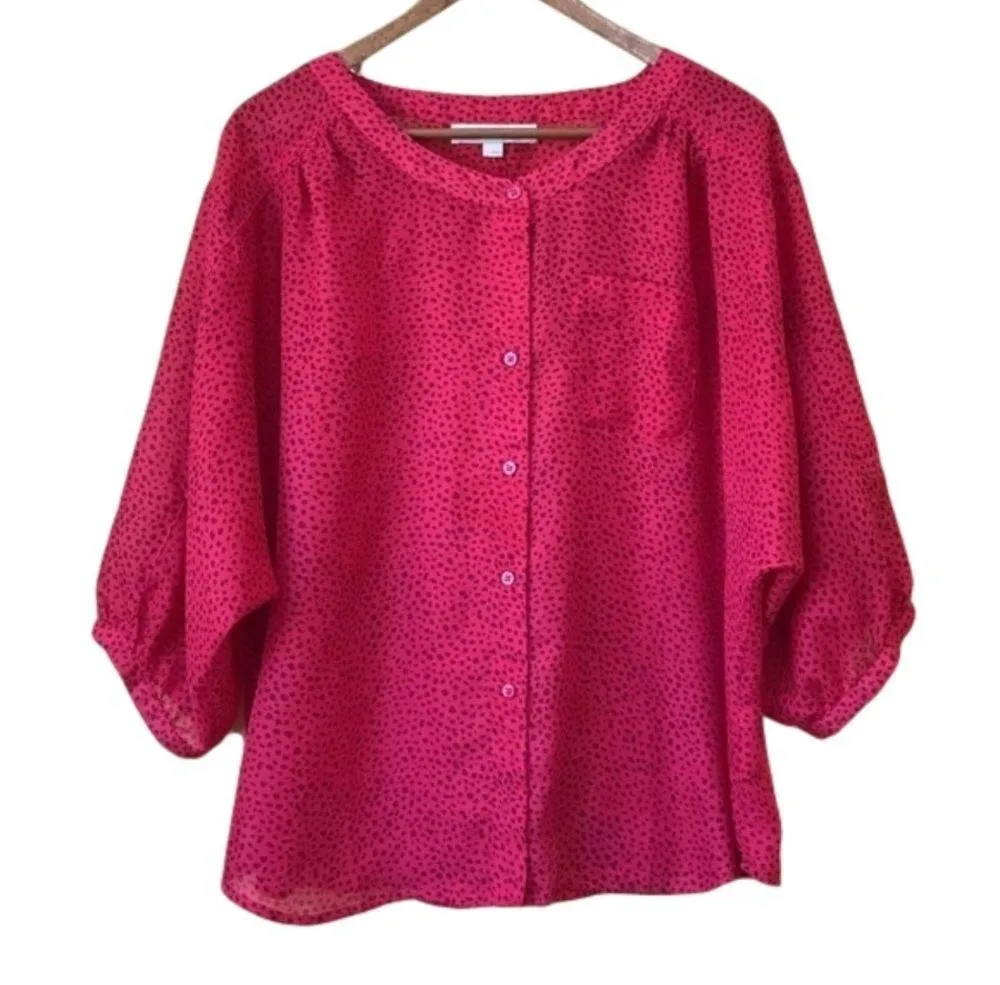 ANN Taylor LOFT banded elbow length puff sleeve blouse size small - Image 9