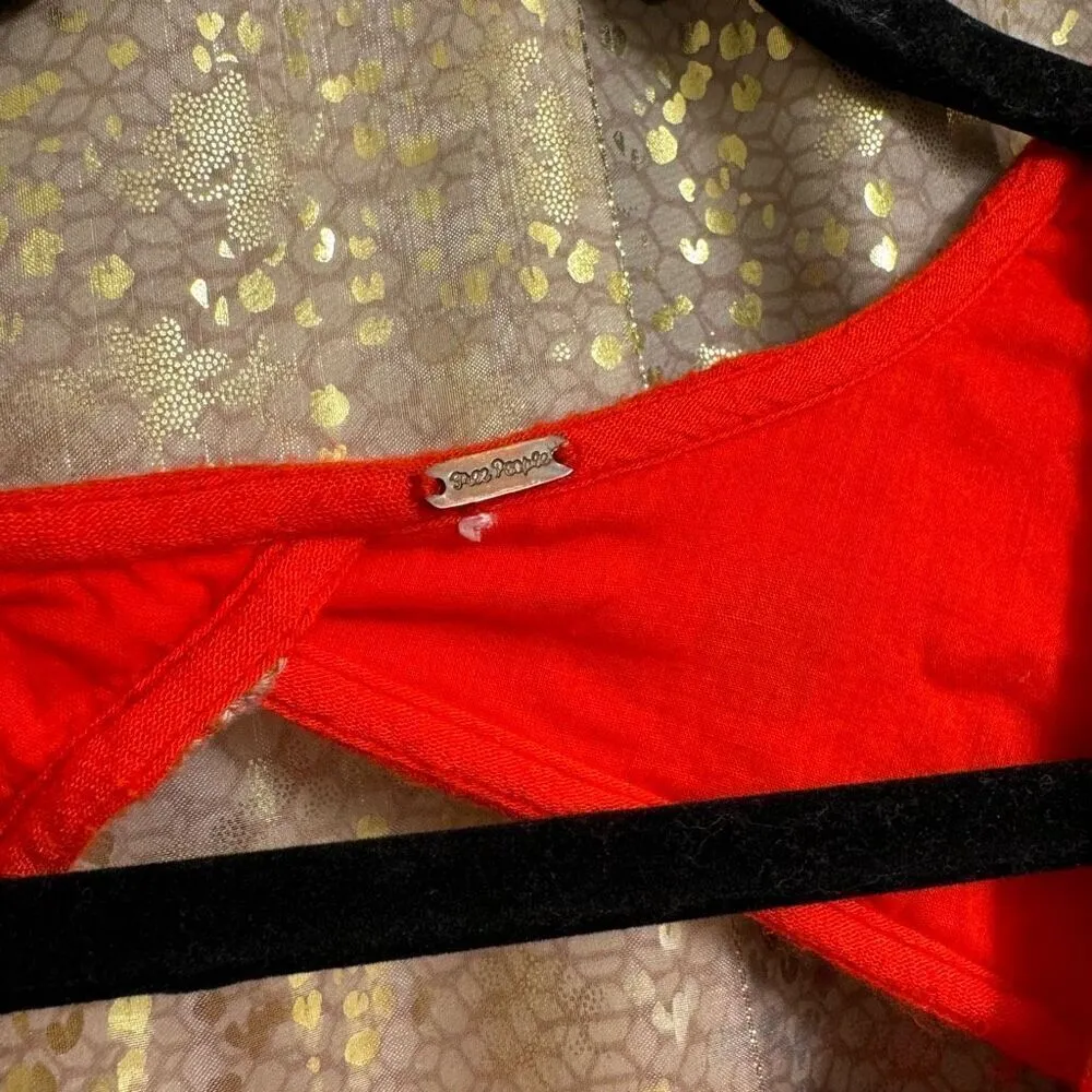 Free People Sweet Tennessee Red Tan Embroidered Long Sleeve Dress - Image 5