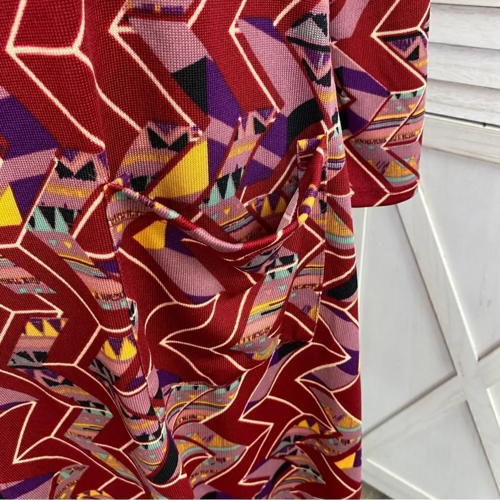 LuLaRoe Sarah Cardigan Duster Aztec Geometric Print Red Small - Image 6