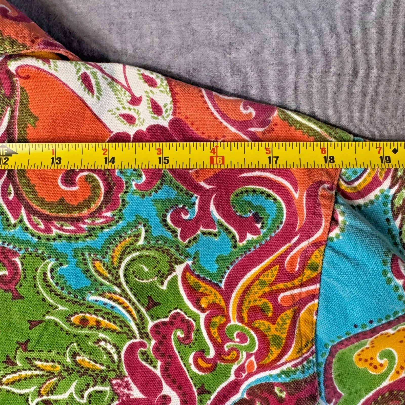 VTG Carrie Allen Paisley Beaded Sequin Denim Jacket Womens‎ Medium Cotton Boho Yellow - Image 8