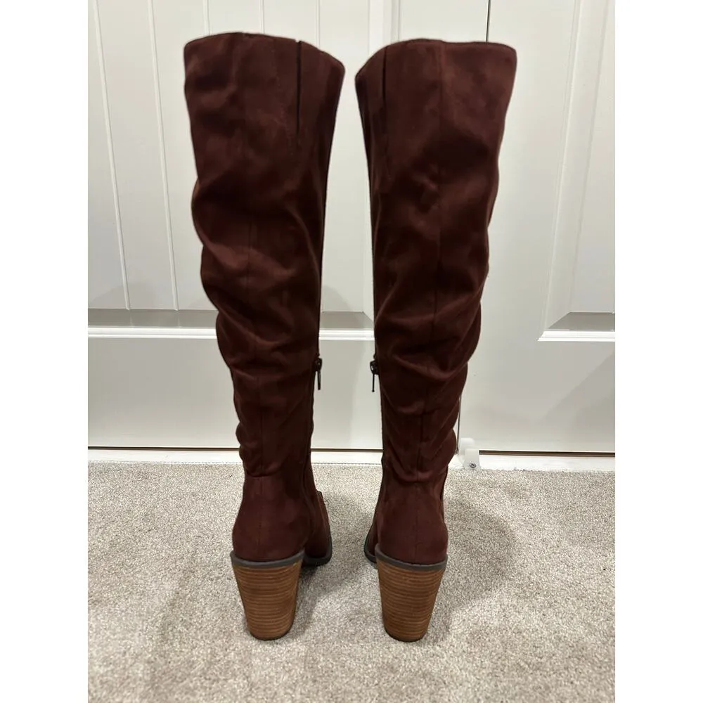 Charles David Wire Tall Boots Brown Microsuede Size 7 NWOB Textile Upper Fall - Image 11