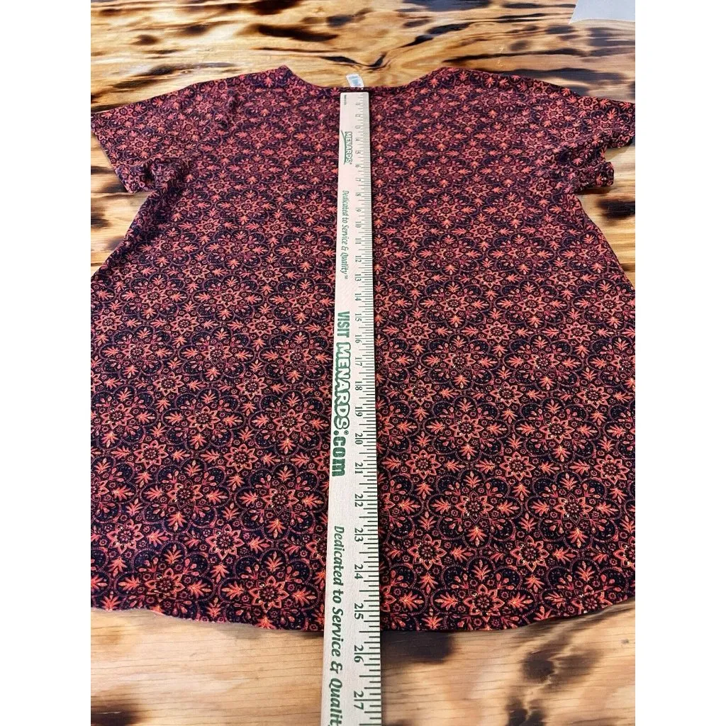 Lularoe Womens Shirt‎ Size XL Short Sleeve Red Black Hi Low Comfort Loungewear - Image 6