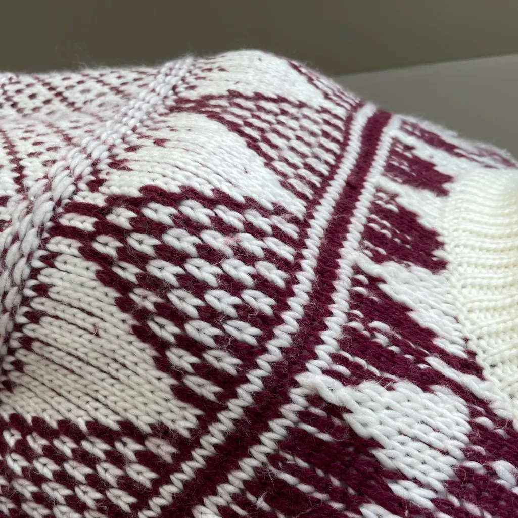 Vintage Liberty Lane Burgundy and White Intarsia Heart Sweater Size XL Red - Image 10