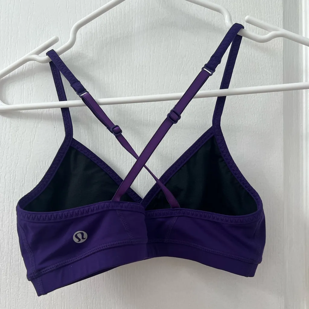 Lululemon Purple Triangle Eagle Yoga Bra with Cross-Straps (Size 4) - Image 4