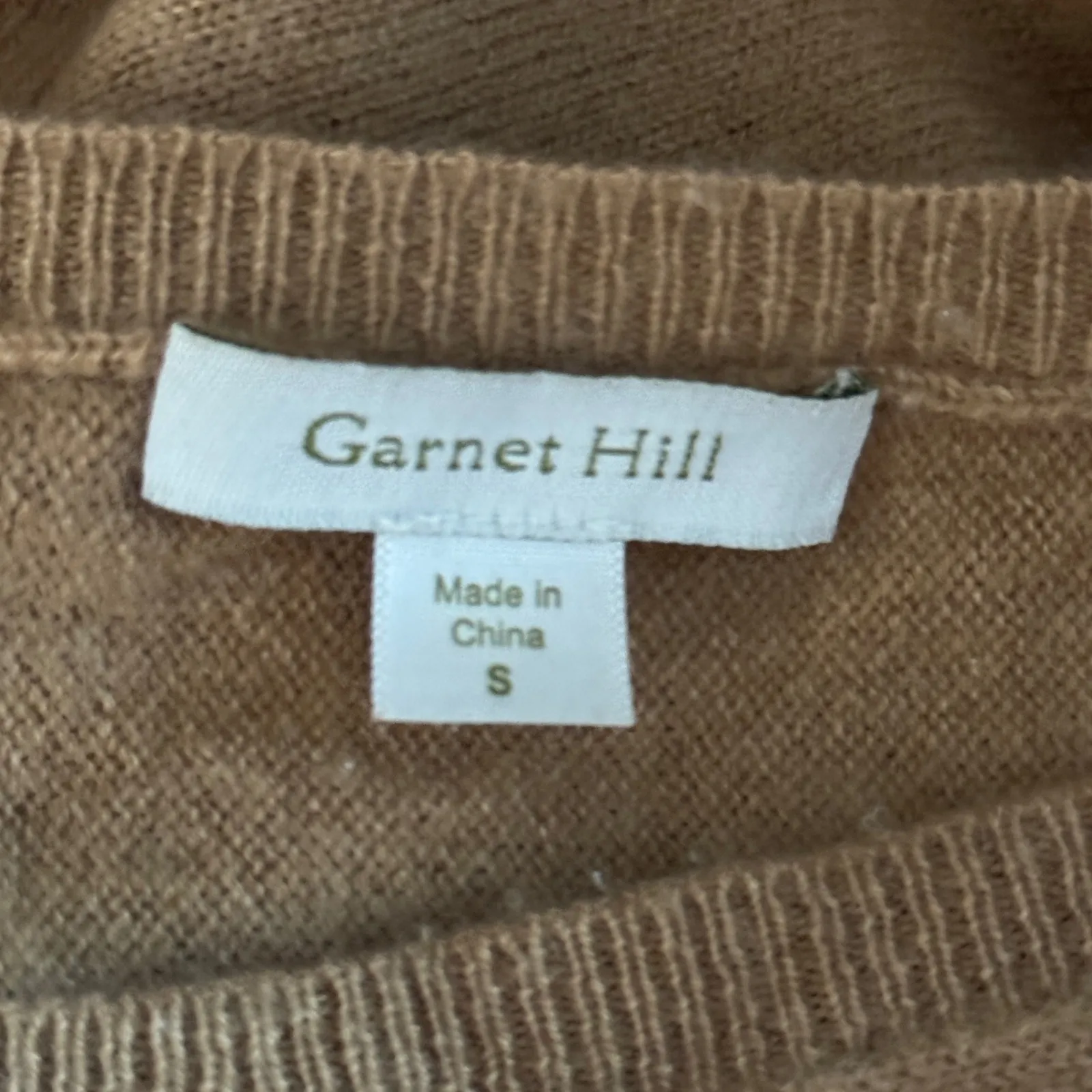 Garnet Hill Sweater Womens 100% Cashmere 3/4 Sleeve Boat Neck‎ Boxy Tan Size S - Image 5