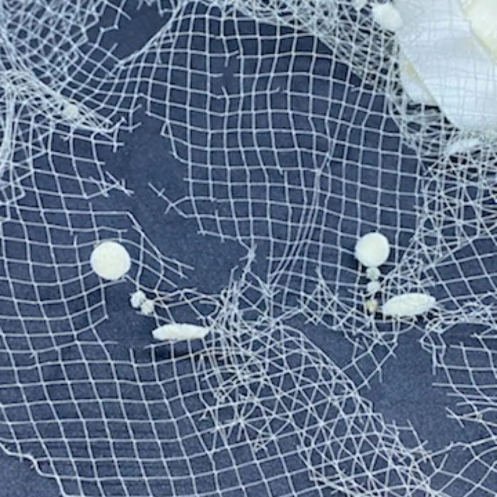 Vintage White & Cream Tulle Head Piece White - Image 6