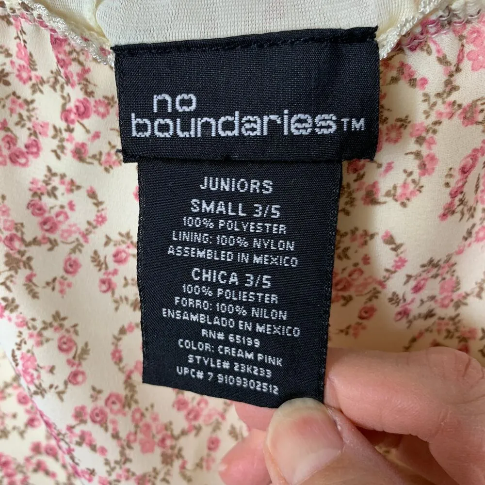 Y2k Floral Ruffle Hem Skirt Lined Sz Small Cream Pink Brown - Image 4