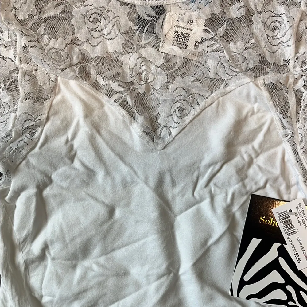 Soho Apparel White Lace Long Sleeve Bodysuit - Image 6