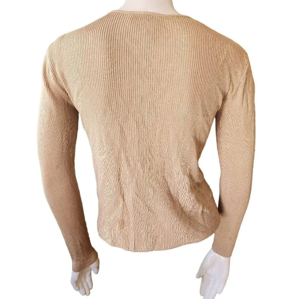 Laundry by Shelli Segal Tan Ribbed Cardigan (M) - Image 4