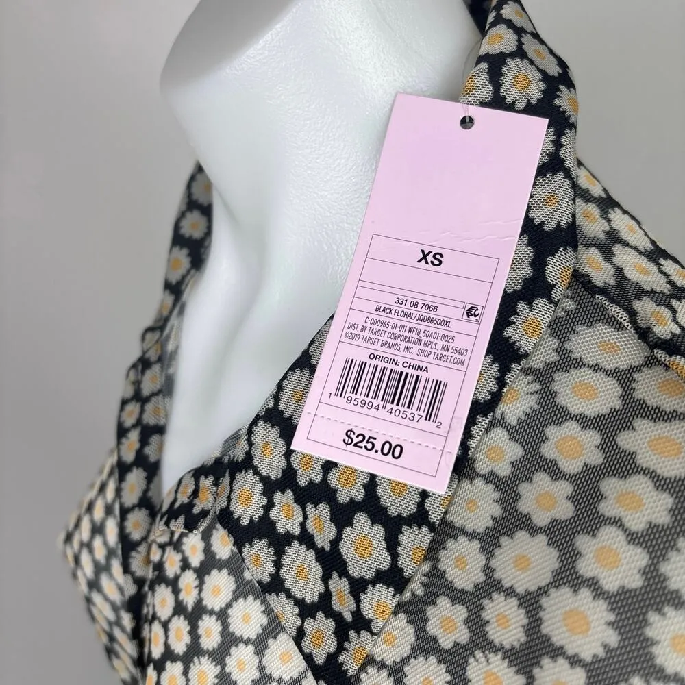Wild Fable NWT Sheer Daisy Floral Ruched Bodycon Button Up Shirt Dress Size XS - Image 8