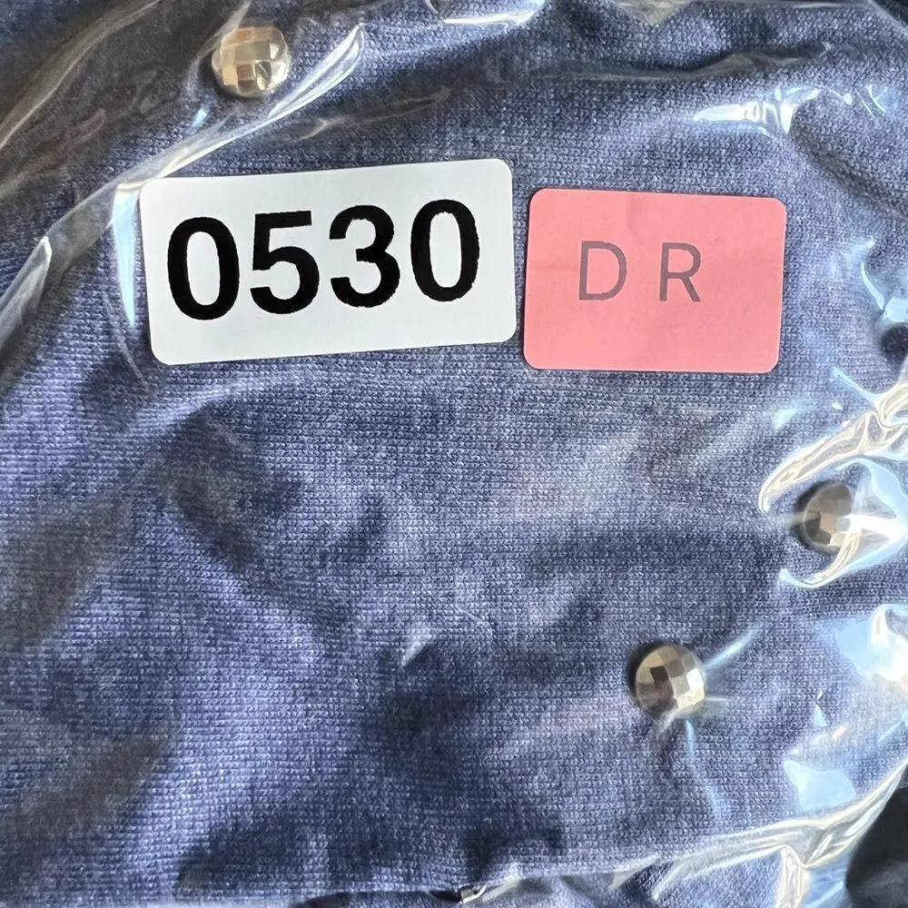 Women’s blue top shirt shorts sleeve basic front gem rock salsa size medium. - Image 9