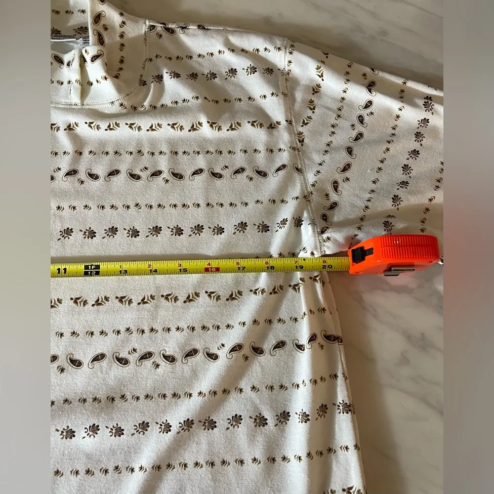 The Villager Petite Mock Neck Top Size M Retro Paisley Stripe Print Long-sleeve - Image 3