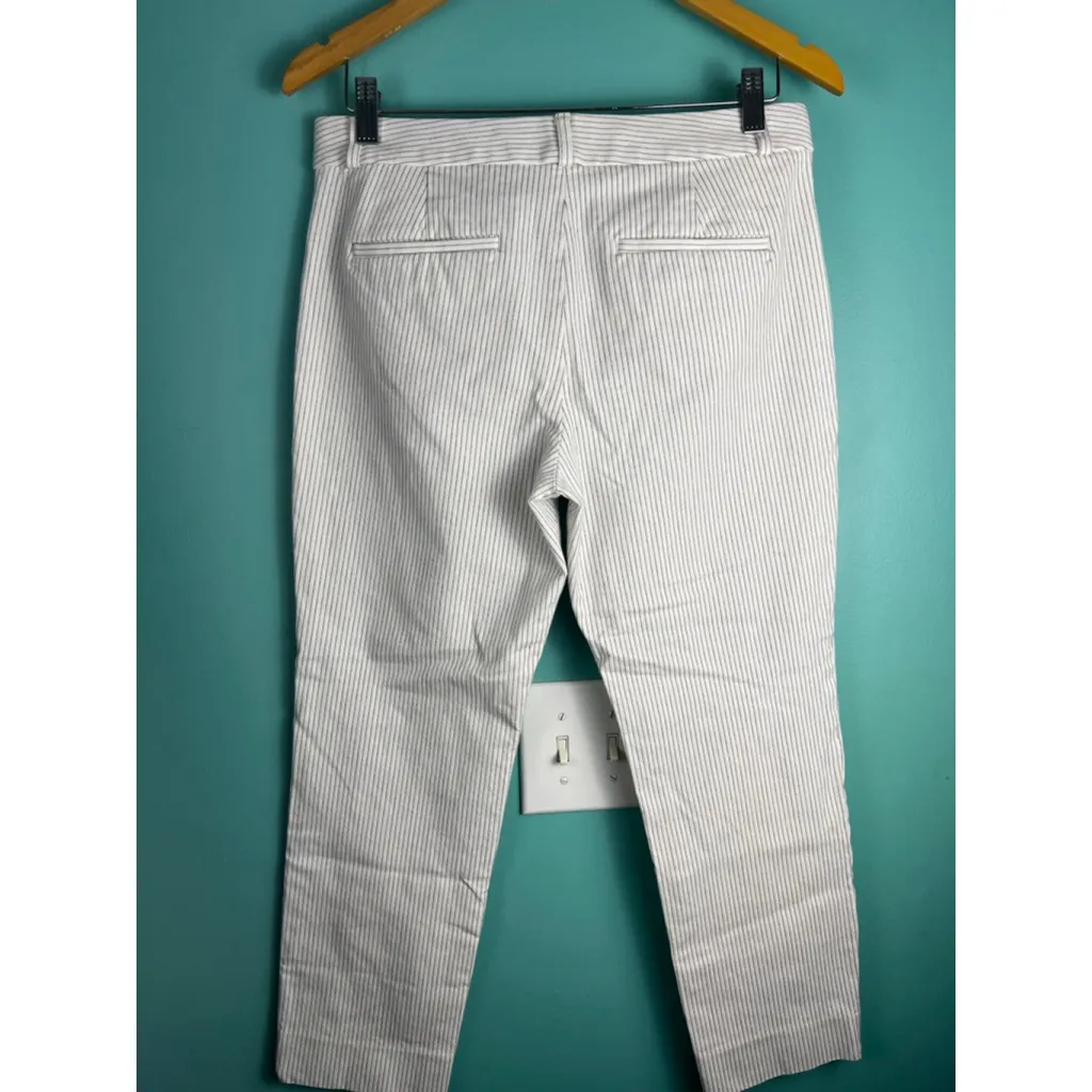 Women's Banana Republic Sloan White Black Pinstripe Ankle Pants Size 8 - Image 8