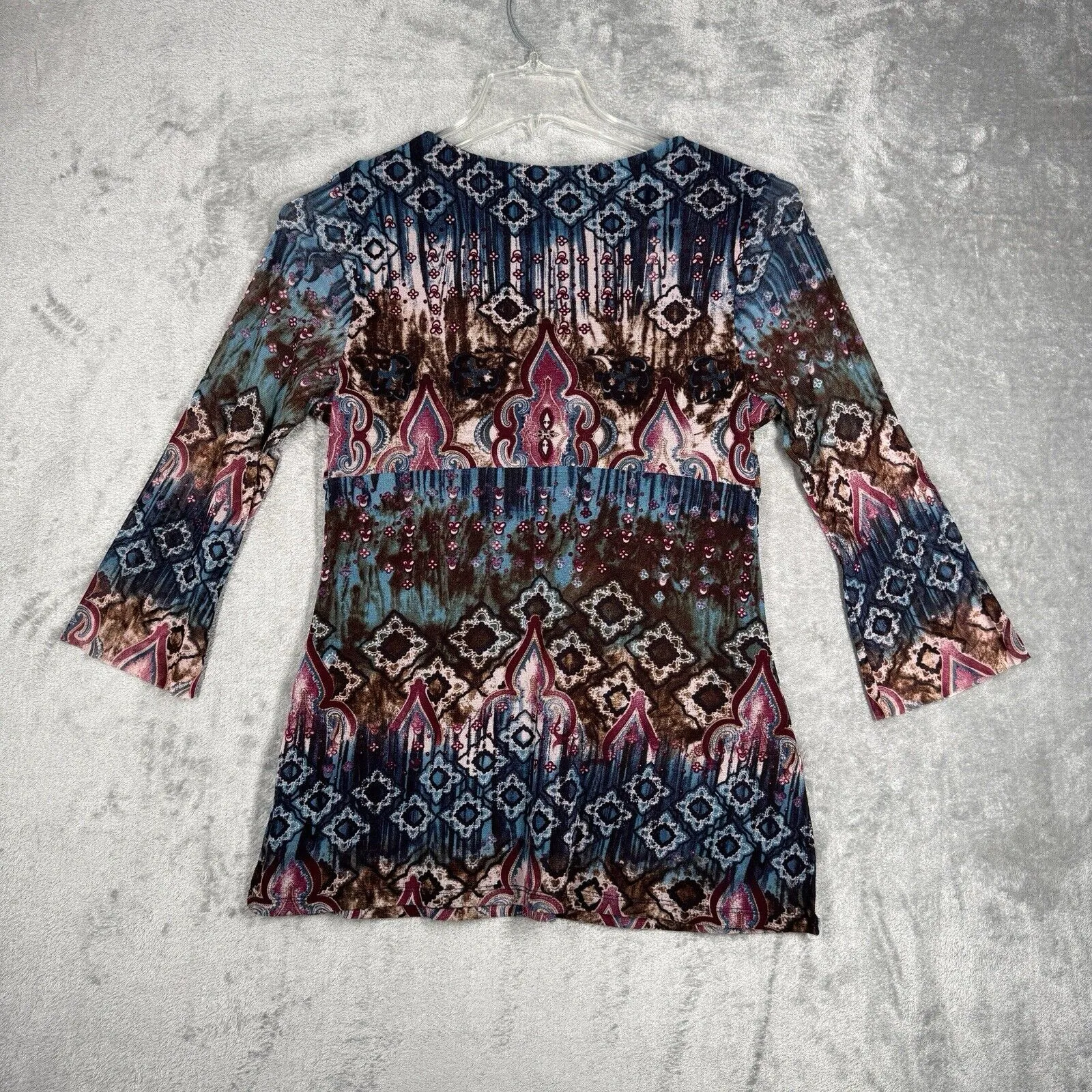 INC International Concepts Shirt Womens‎ Large Blue Pink Geometric 2000s Y2K - Image 3