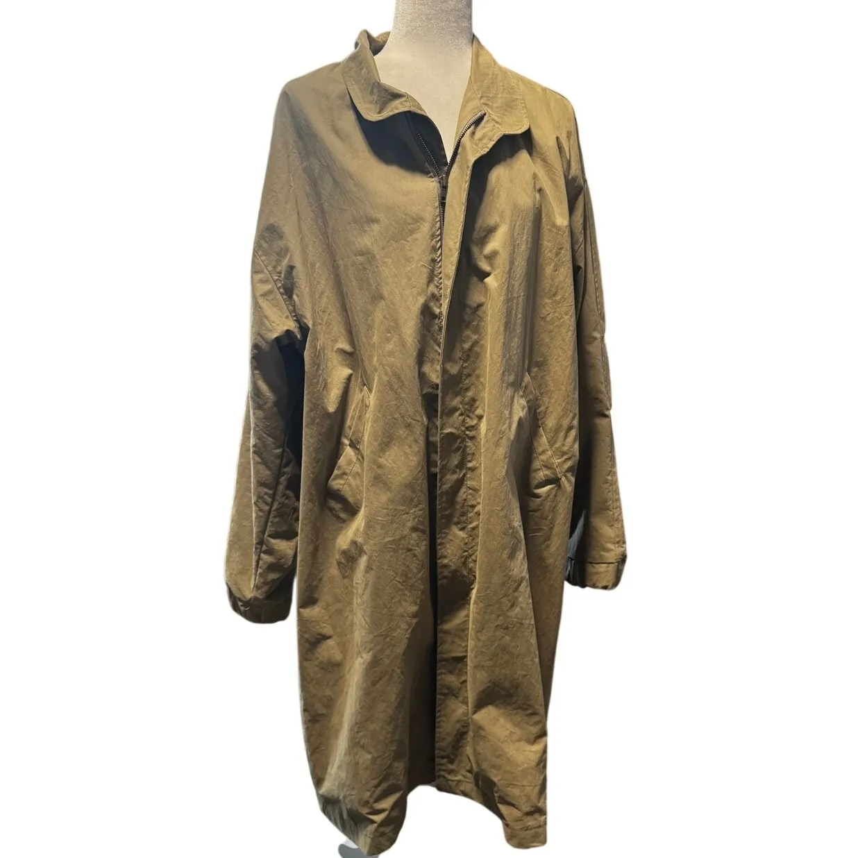 OAK + FORT Oversized Utility Coat Khaki, Minimalist Modern Size Small Oversized Green - Image 2