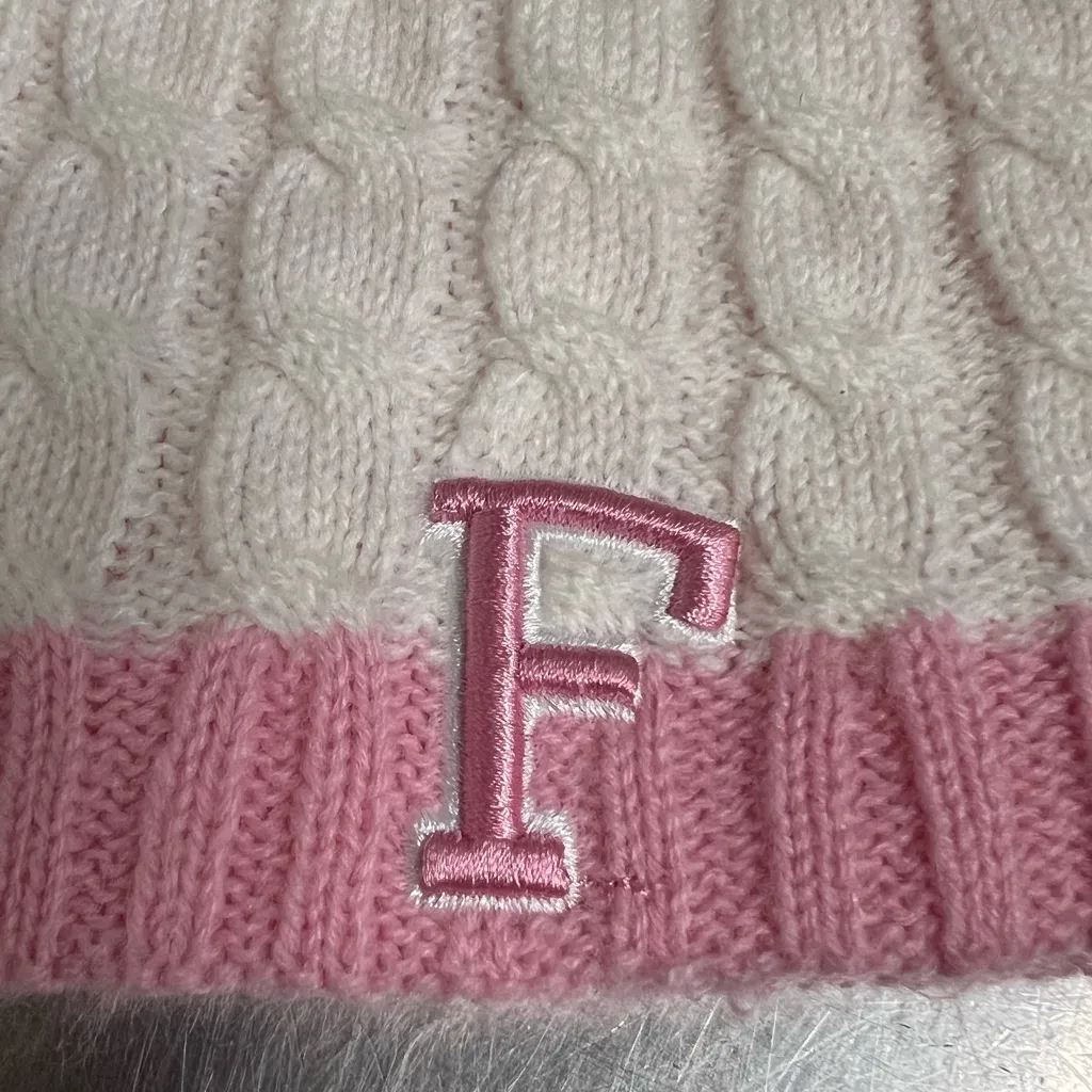 Top of the World University of Florida Womens White & Pink Cable Knit Beanie EUC - Image 4