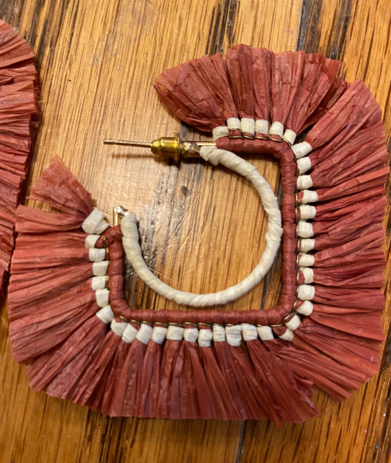 American Eagle Outfitters Boho Square Raffia Earrings - Image 5