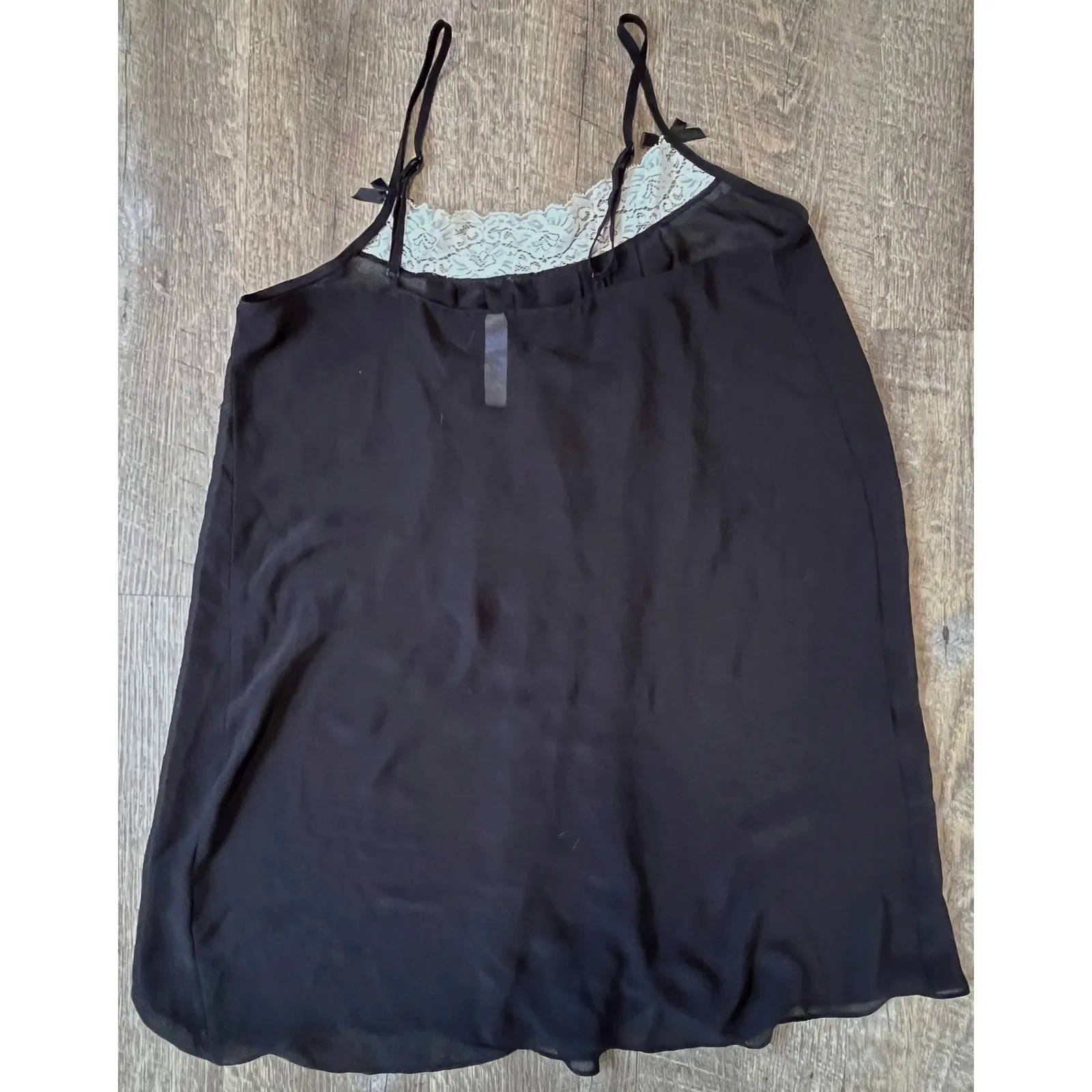 Gilligan & O'Malley black babydoll lingerie lace trim bows size M sheer chiffon‎ Size M - Image 6