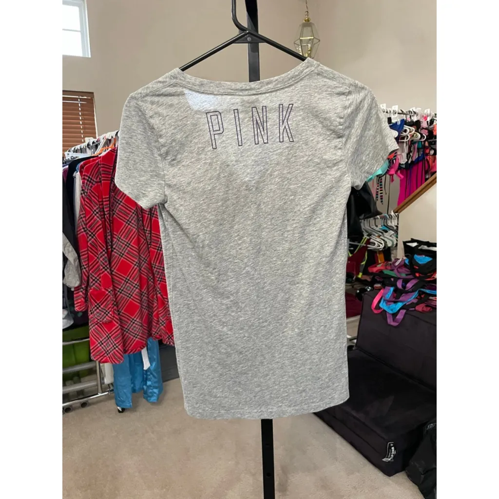 Women's PINK Victoria's Secret NFL Ravens Grey Purple Short Sleeve Tee XS - Image 3