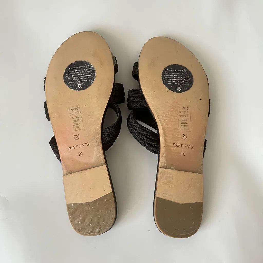 Rothy’s Triple Band Woven Slide Sandals Black Size Women’s 10 - Image 4
