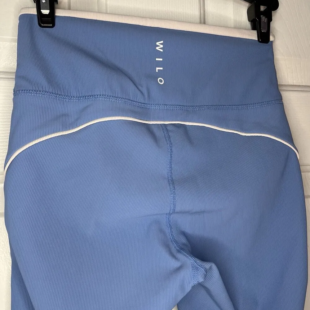 Wilo The Label Legging Sz S Blue White Ribbed 7/8 Anthropologie Athletisure Yoga - Image 4