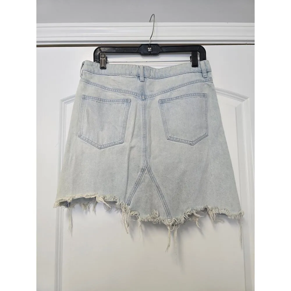 Free People We The Free Mini Skirt Size 29 STYLE GOING ROUGE light Denim - Image 5