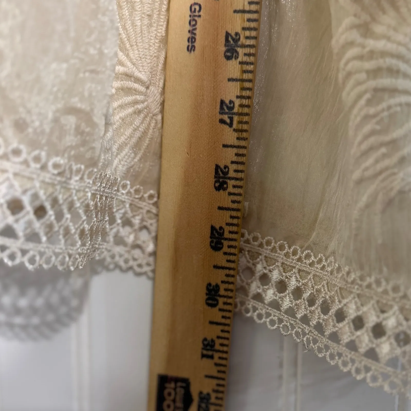 Cato Woman Kimono Cardigan 18/20 Cream Sheer Palm Leaf Lace Coastal Grandma Plus - Image 6