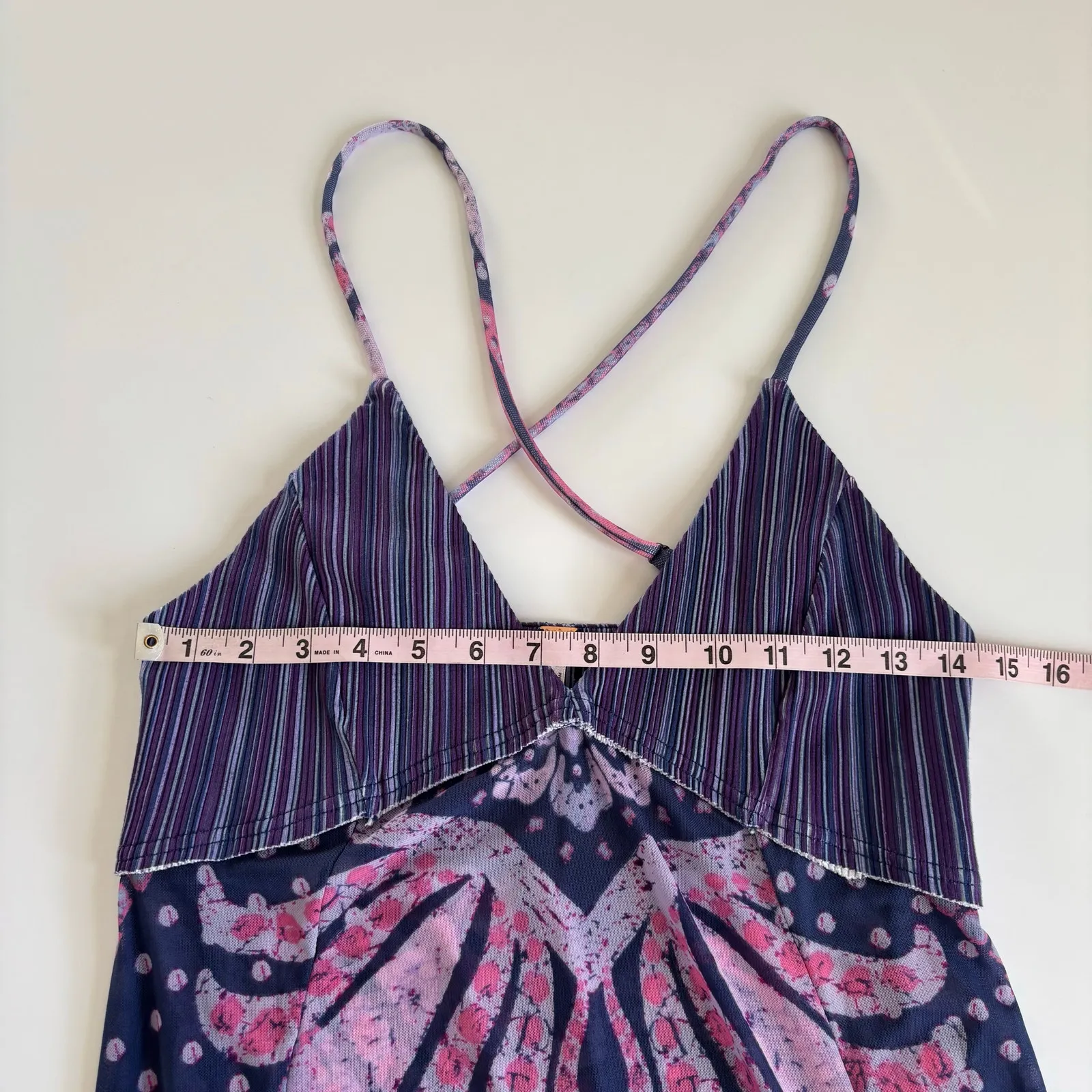 Free People Swept Away Maxi Top Sheer Dress Beach Cover-Up Womens XL Blue/Purple - Image 5