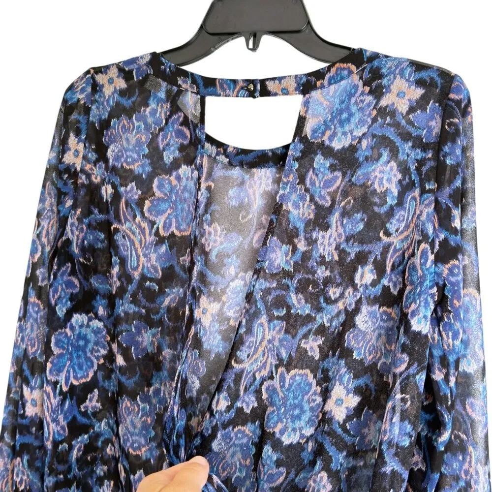 Sheer Floral Long Sleeve Blouse Cutout Detail Small ASTR Going Out Top Dressy - Image 5