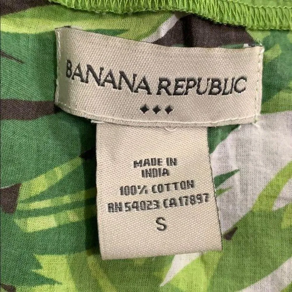 Banana Republic Womens Swimsuit Cover Up Jungle Tropical Print Green Small - Image 7