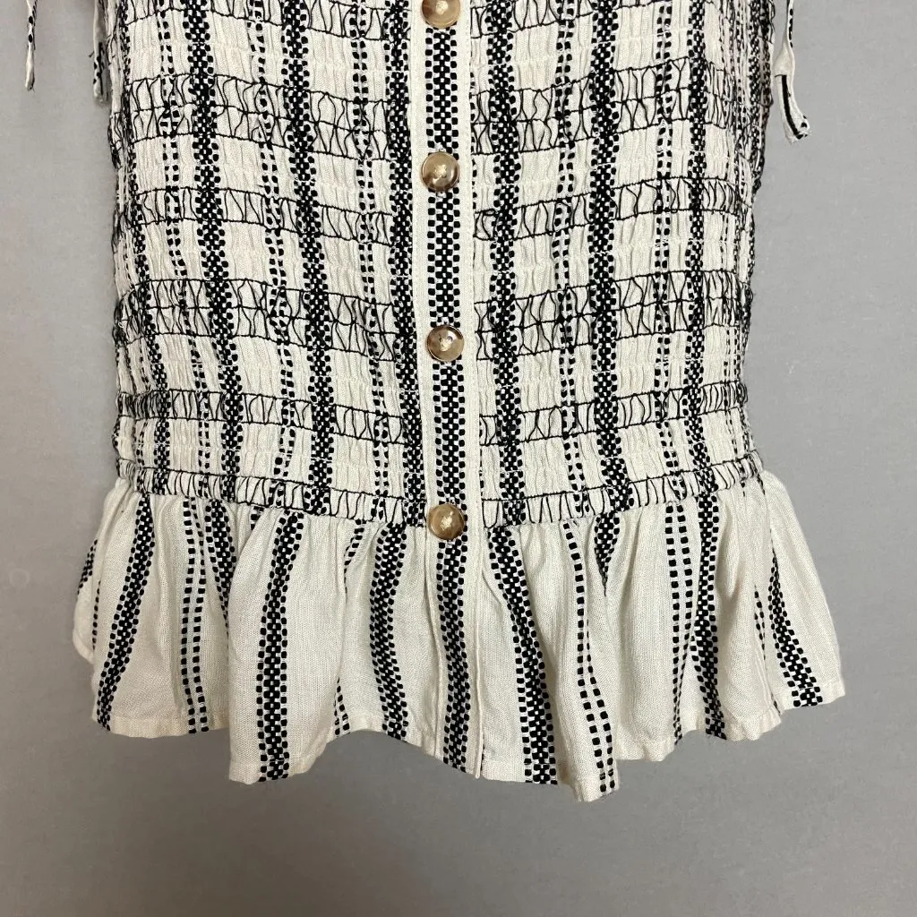 Loft Striped Poplin Smocked Cami Tank Top Shirred NWT Sz Medium Women Tie Straps - Image 7