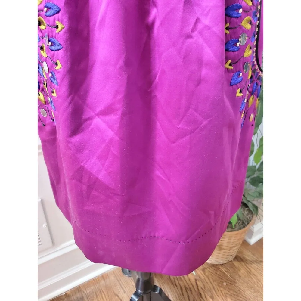 Phoebe Couture Black Pink High Neck Long Sleeve Silk Knee Length Dress Size 2 - Image 3