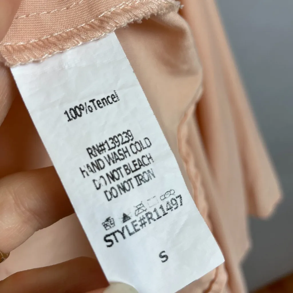 DO+BE Dress High Low Hem Button-Up Women Size Small Light Pink Sleeveless Collar - Image 9