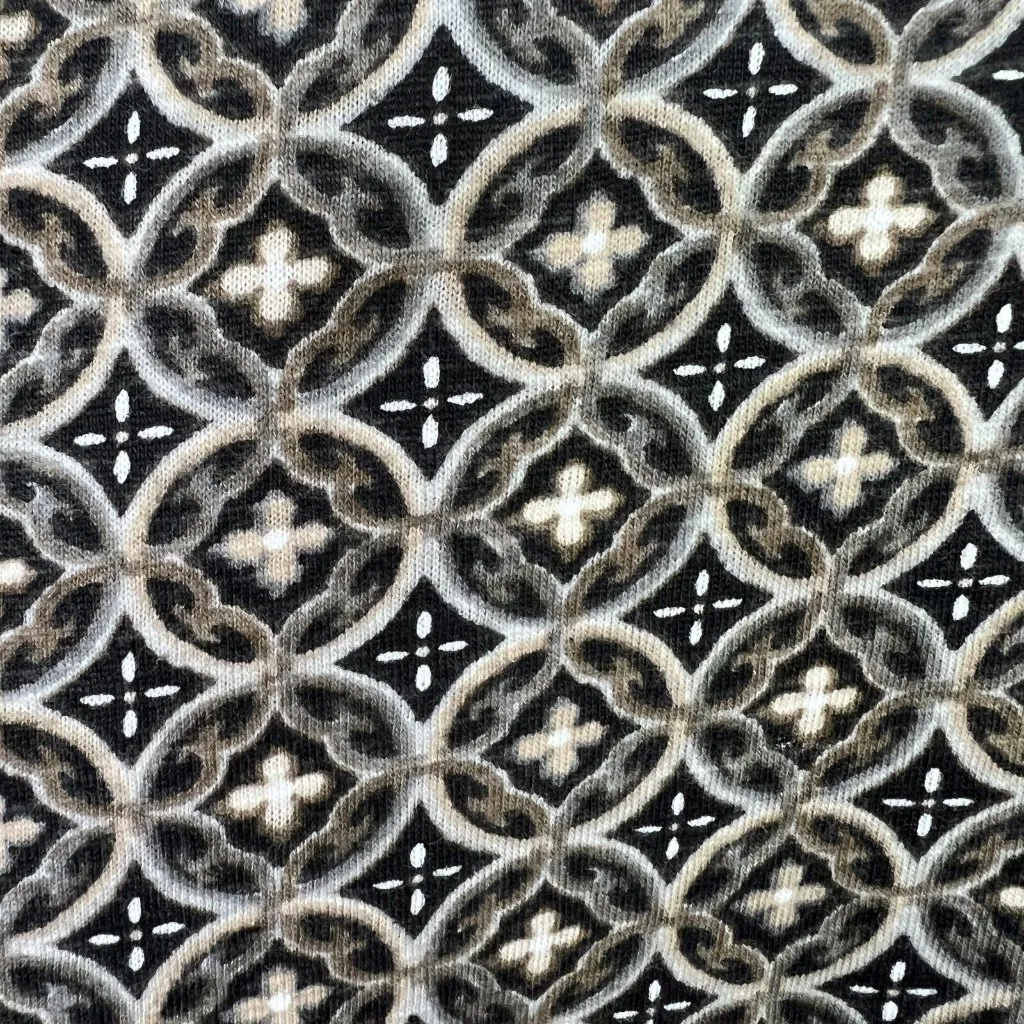 J. Jill Top Womens Large Black Brown Beige Long Sleeve Geometric‎ Pintuck Scoop - Image 7