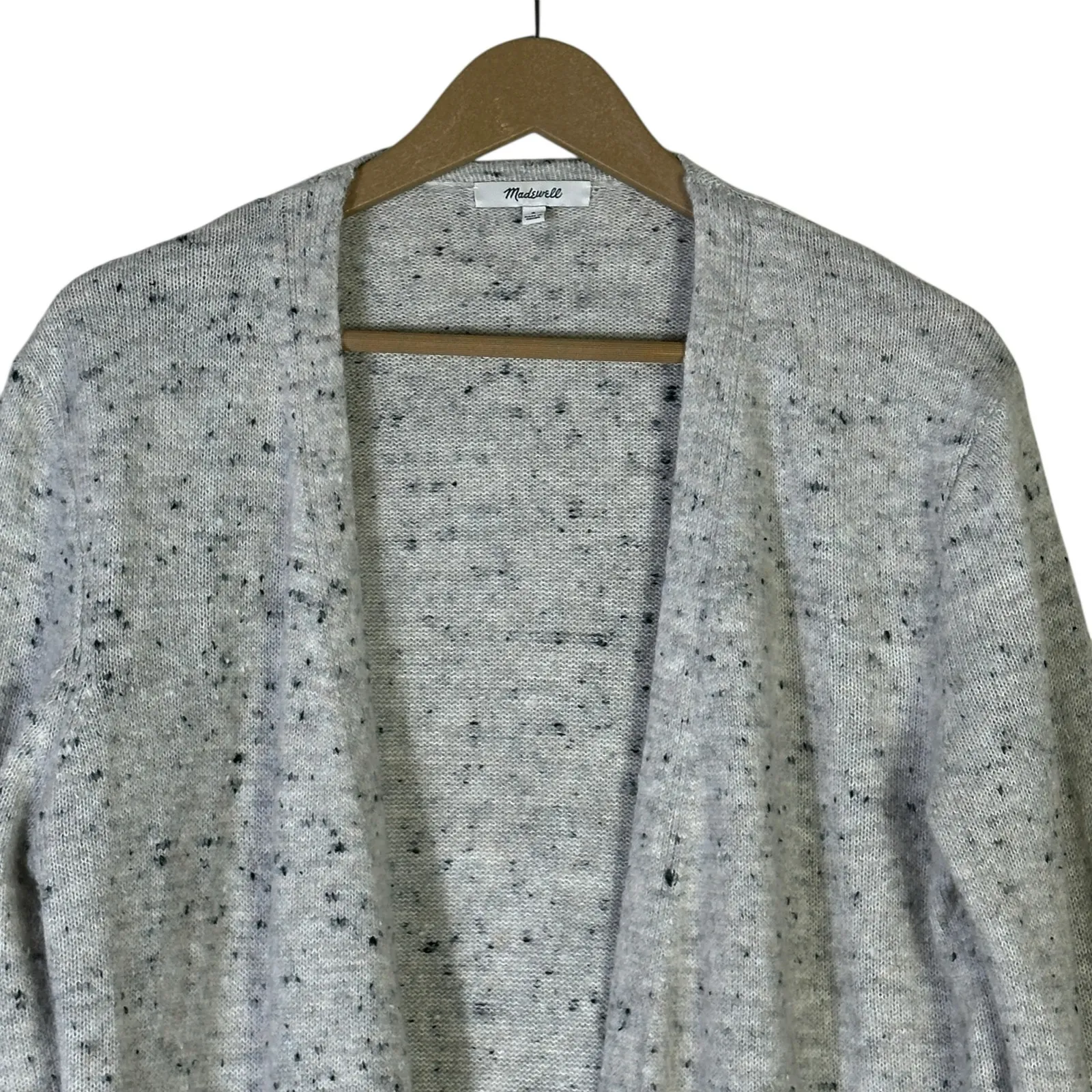Madewell Donegal Kent Cardigan Sweater Womens S Gray Open Front Speckled Wool - Image 4
