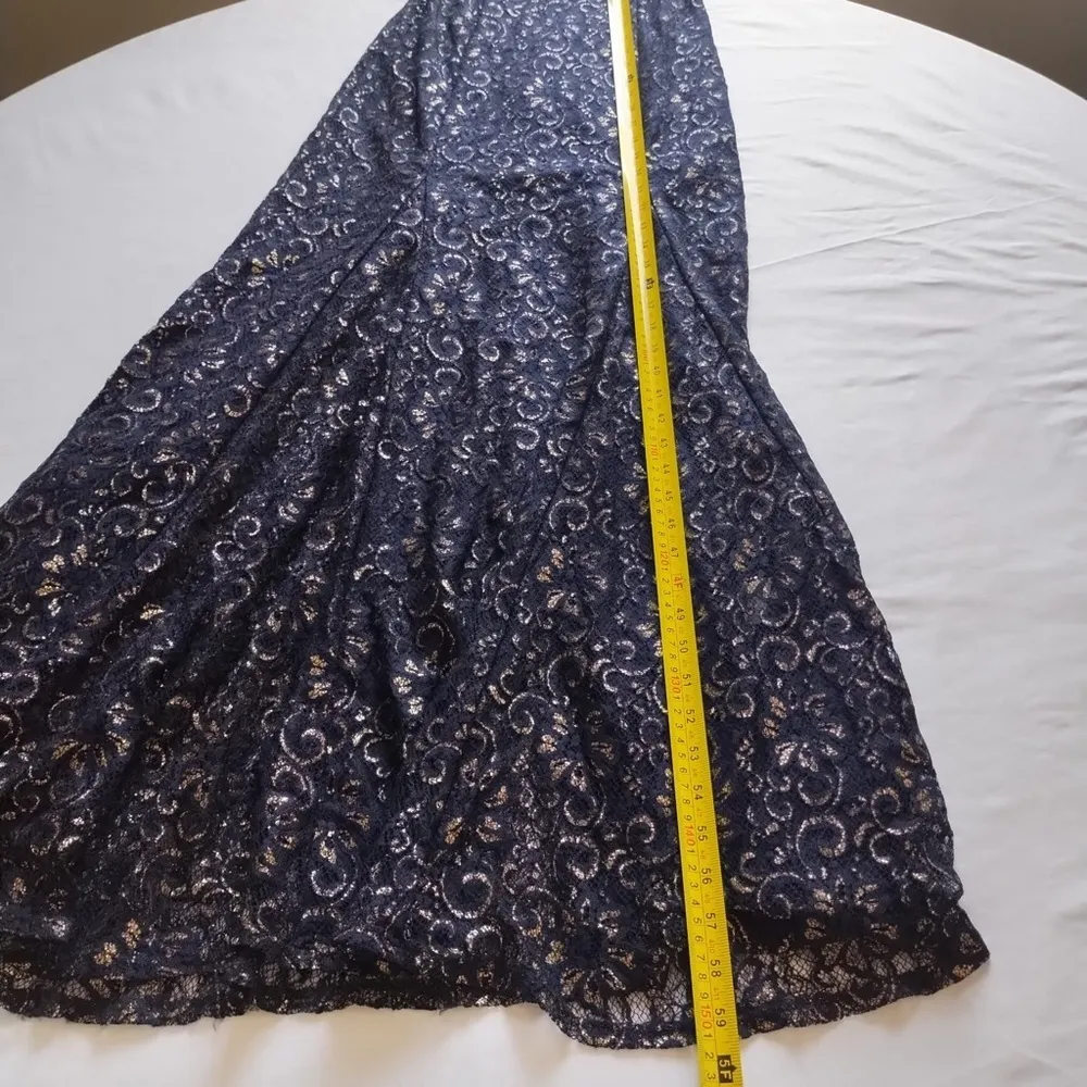 Betsy Adam Navy Blue Low Back Gown Size 6 Prom Dress Party Cocktail - Image 13