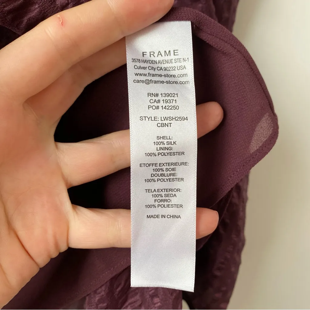 Frame Draped Textured Silk Halter Top‎ Cabernet XS - Image 6