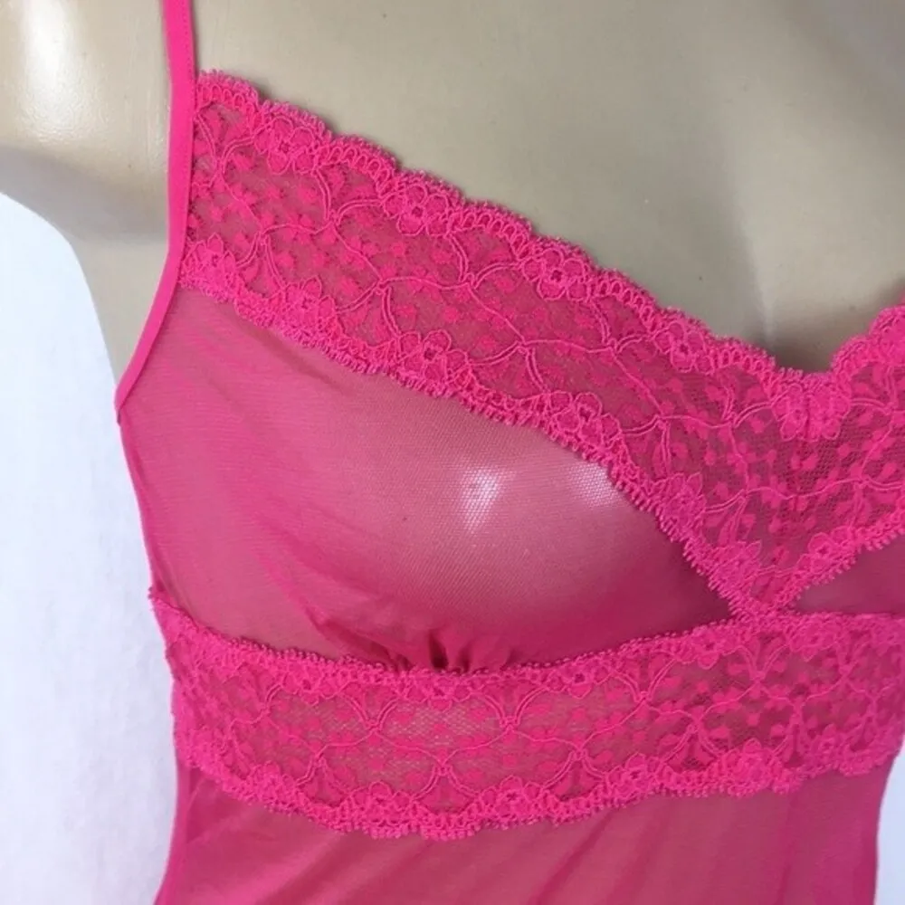 Cosabella Hot Pink Sheer lace trim camisole Top M NEW - Image 4