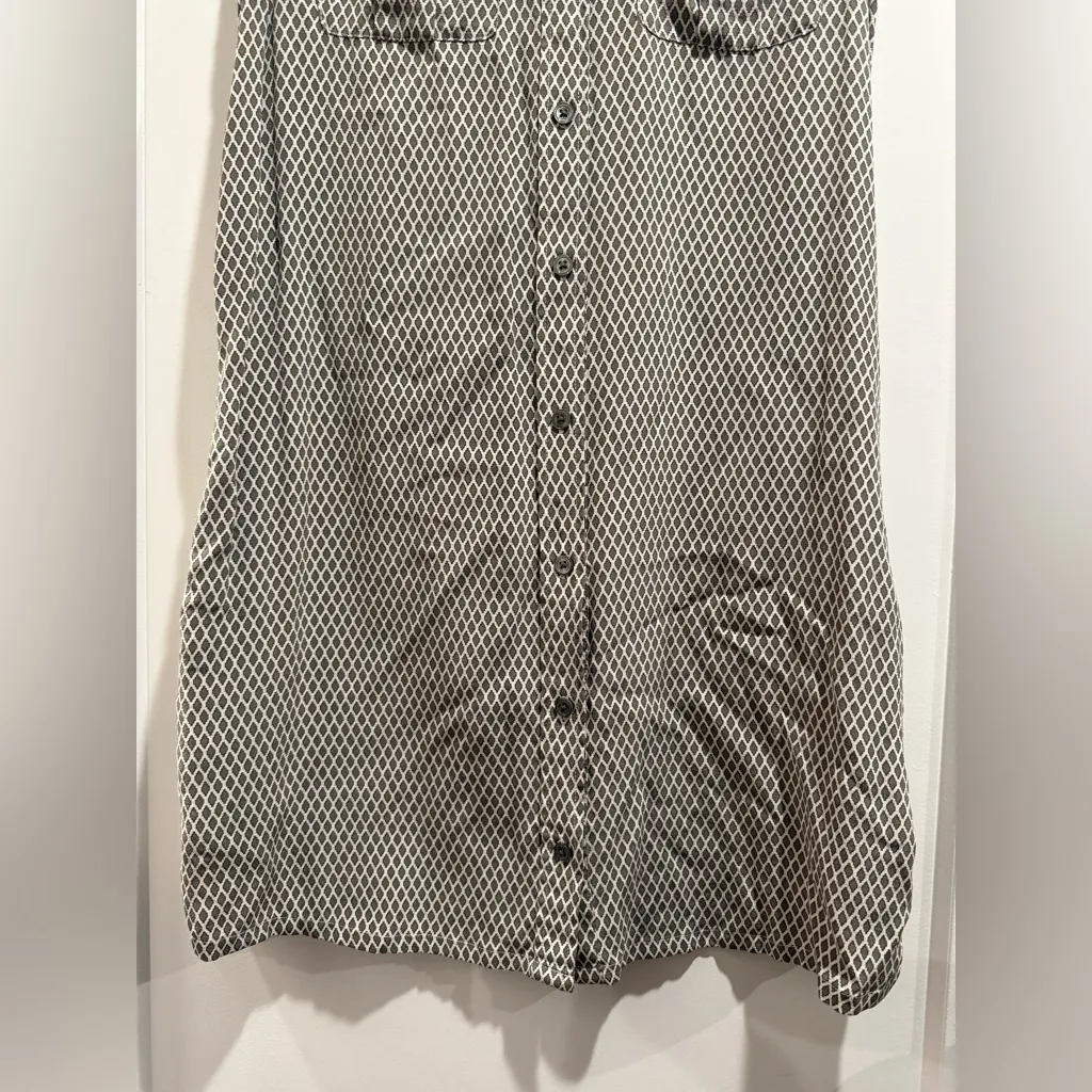 Equipment‎ Femme Green Lattice 100% Silk Sleeveless Shirt Dress Button Size M - Image 3