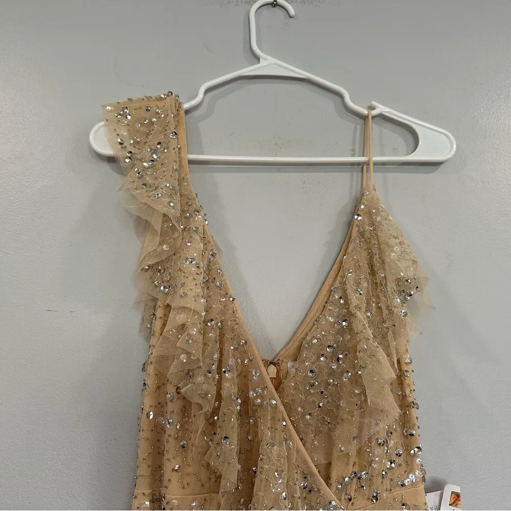 Mac Duggal Embellished Ruffled Faux Wrap Sleeveless Gown 10931 Sz 2 - Image 5