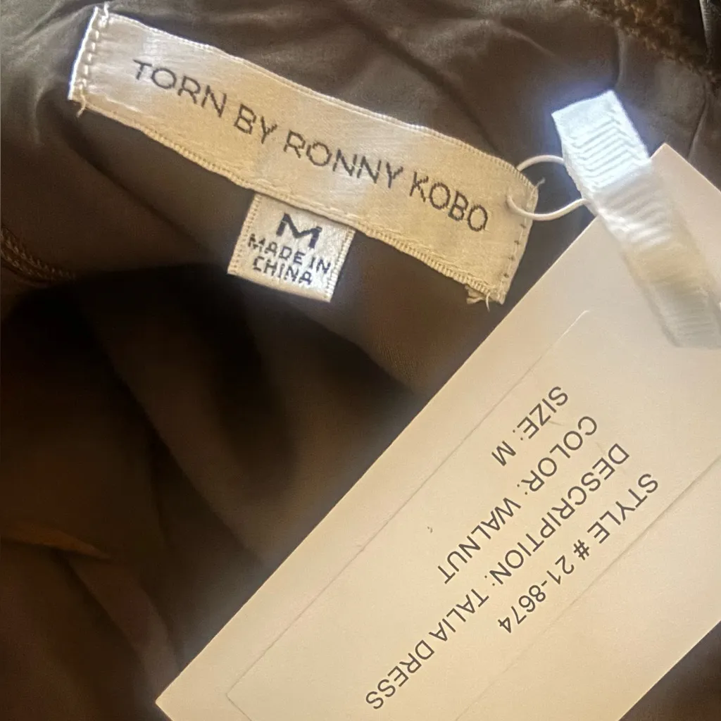 NWT Torn by Ronny Kobo Talia Dress Strapless Utility Mini Walnut Brown Size M - Image 6